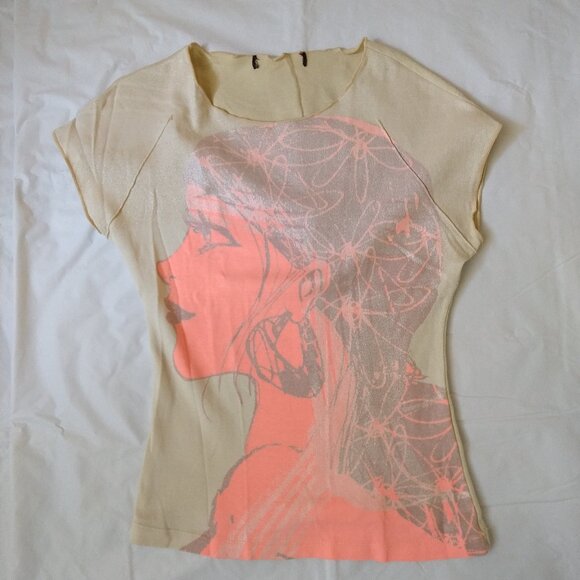 Vintage Custo Barcelona Top, Circa Early 2000s, Size 2, Unique Graphic Print - Picture 2 of 6